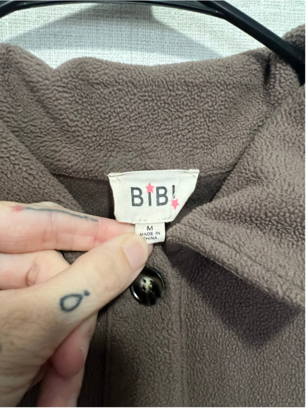BIBI Brown Plaid Fleece Button Front Flannel Shacket With Chest Pockets - Picture 2 of 5